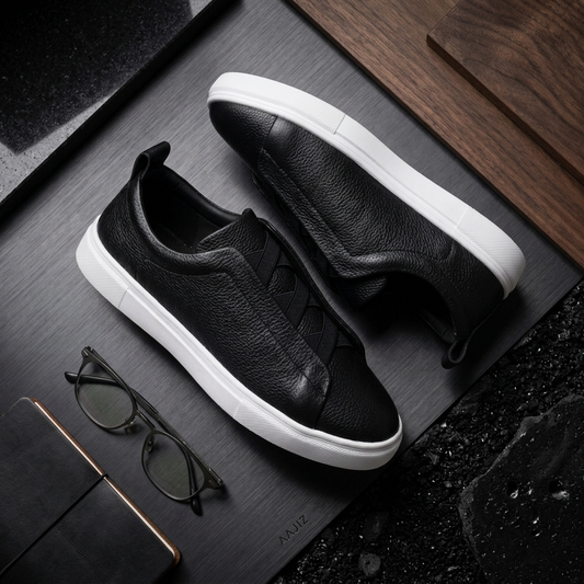 Leather Sneakers - Black