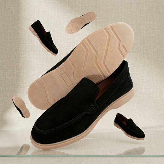 Premium Old Money Suede Loafers - Blk (Honey Sole)