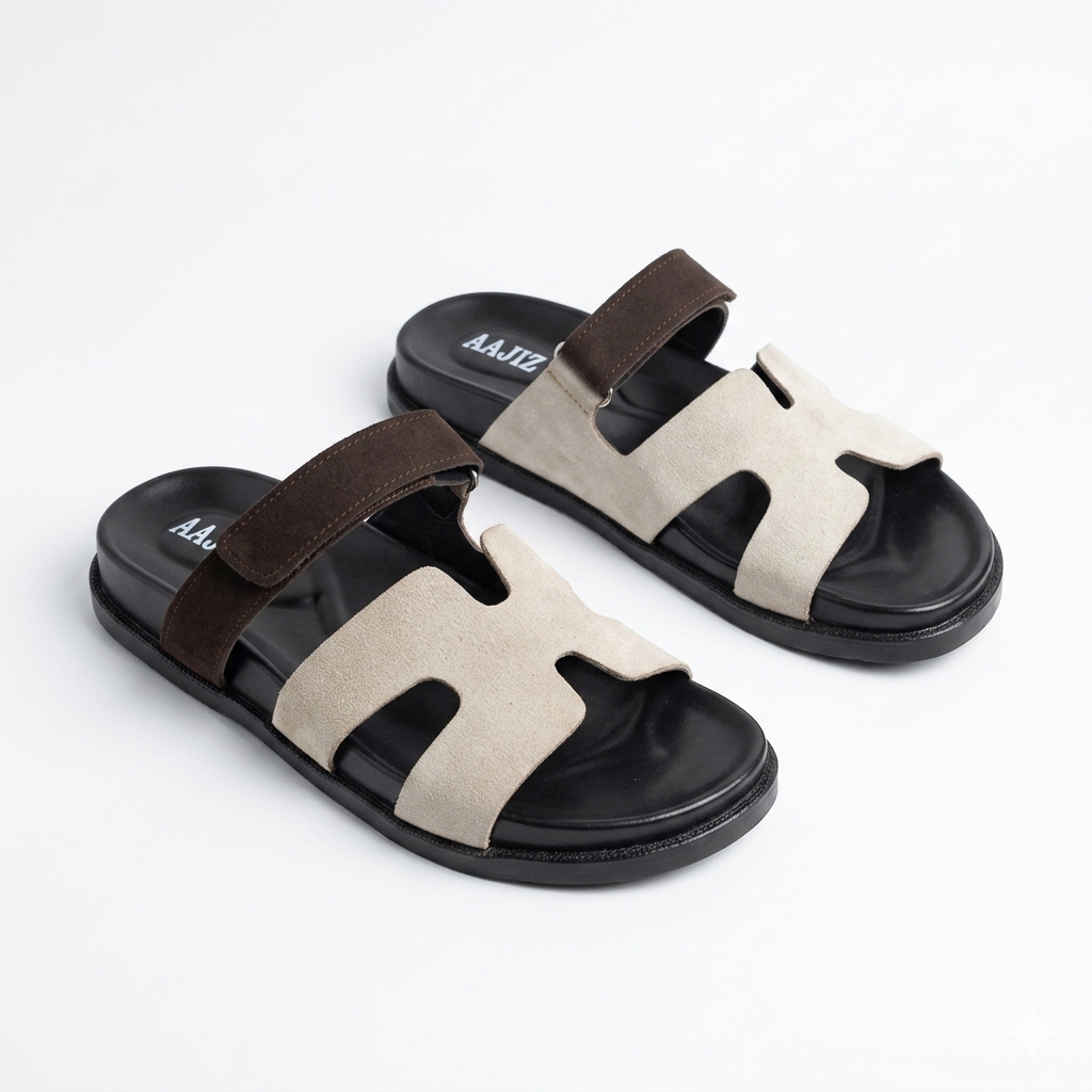 Leather Medicated Slippers - Beige
