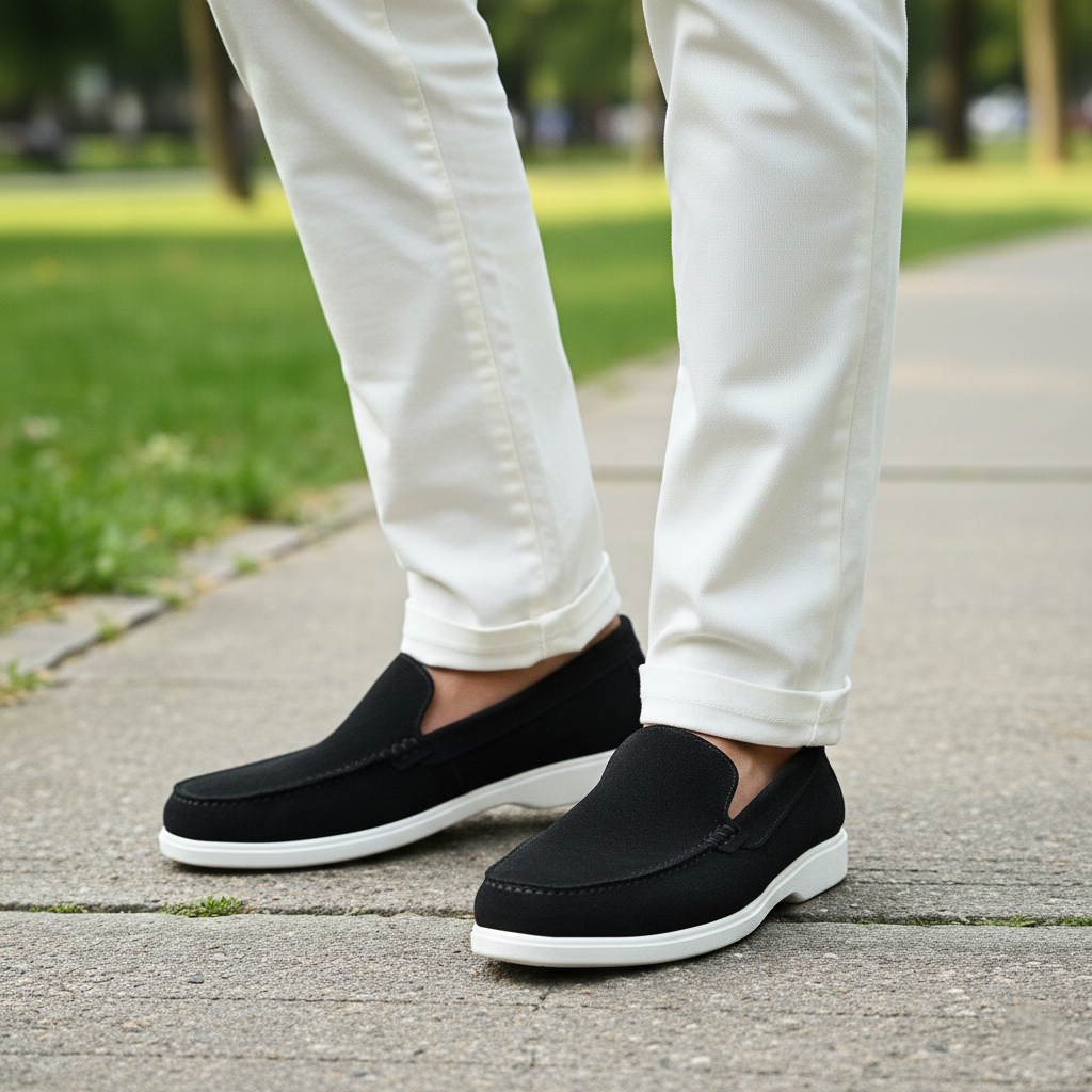 Premium Old Money Suede Loafers - Black
