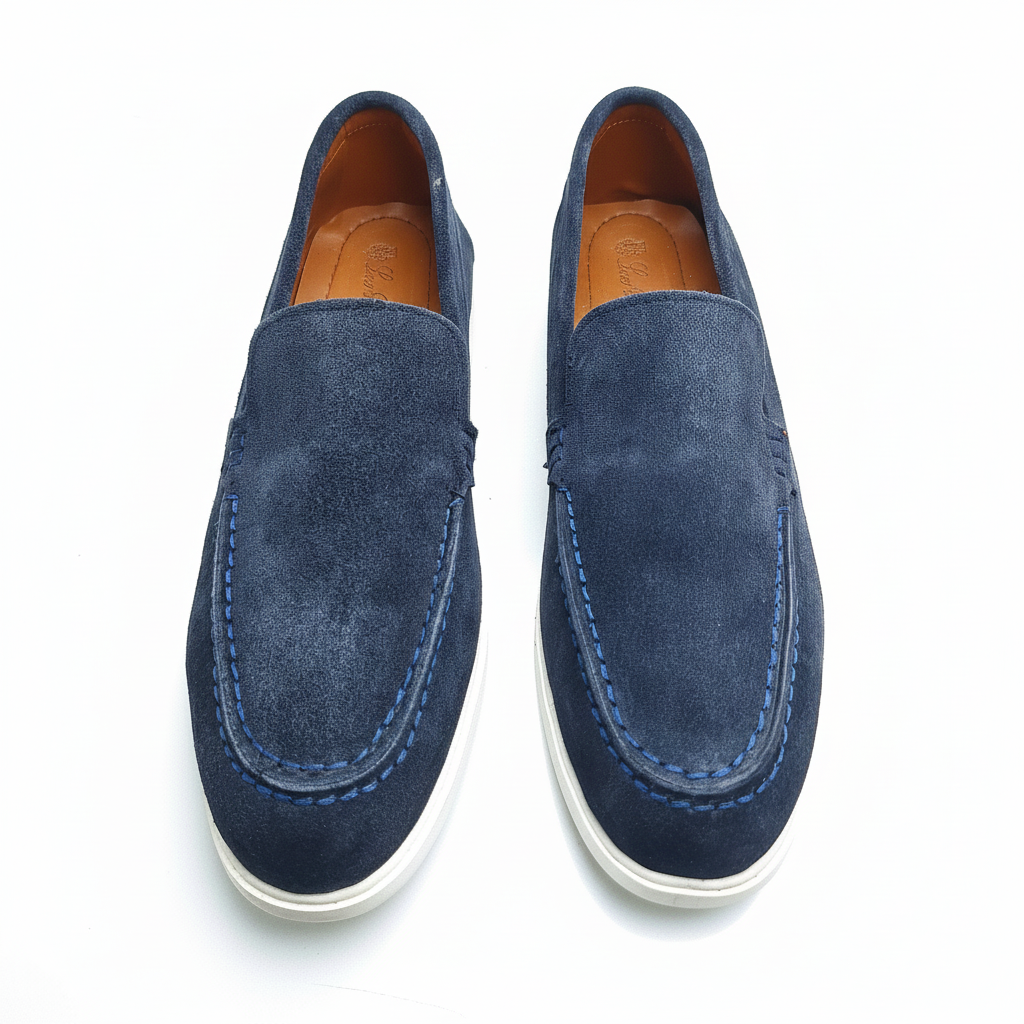 Premium Old Money Suede Loafers - Navy Blue