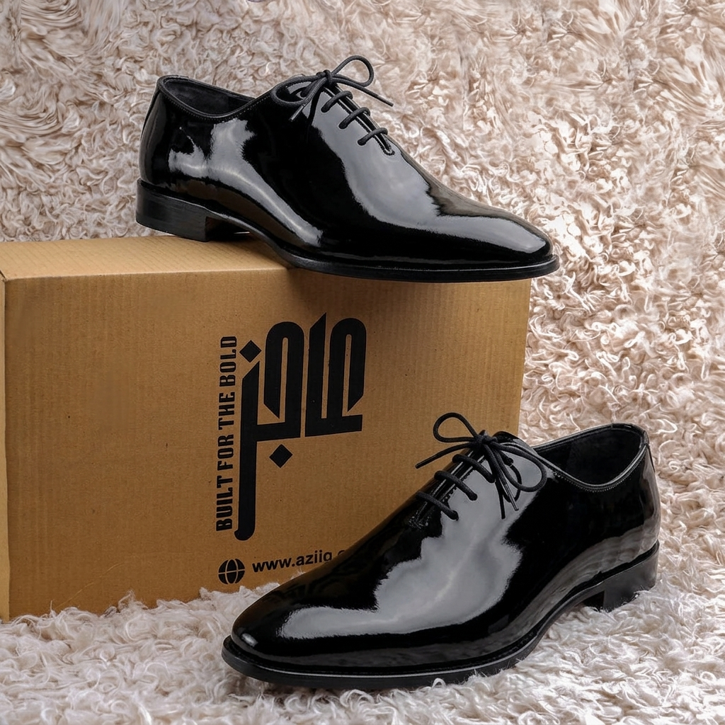 Patent Leather Whole-Cut Oxfords - BLK